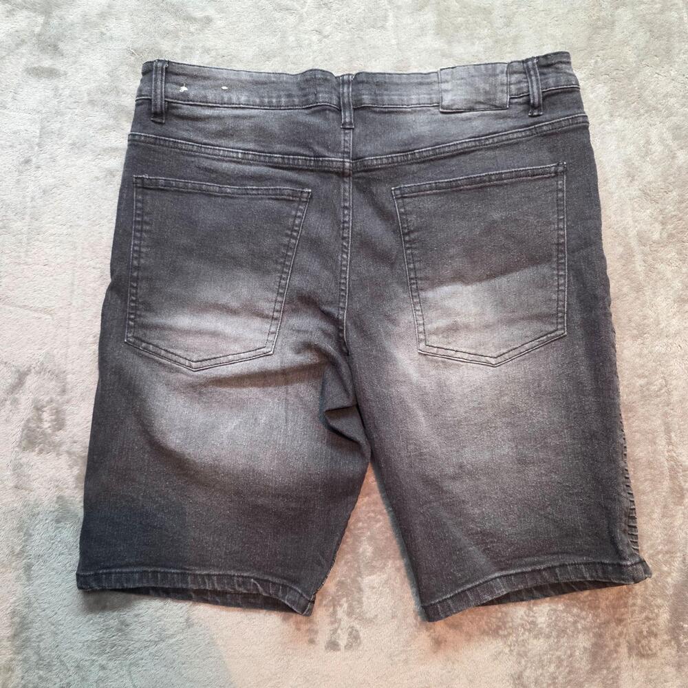 Brooklyn Cloth Wythe Ave Denim Shorts Mens 38 Gray Moto Biker Skinny Fit Ribbed - Picture 7 of 9